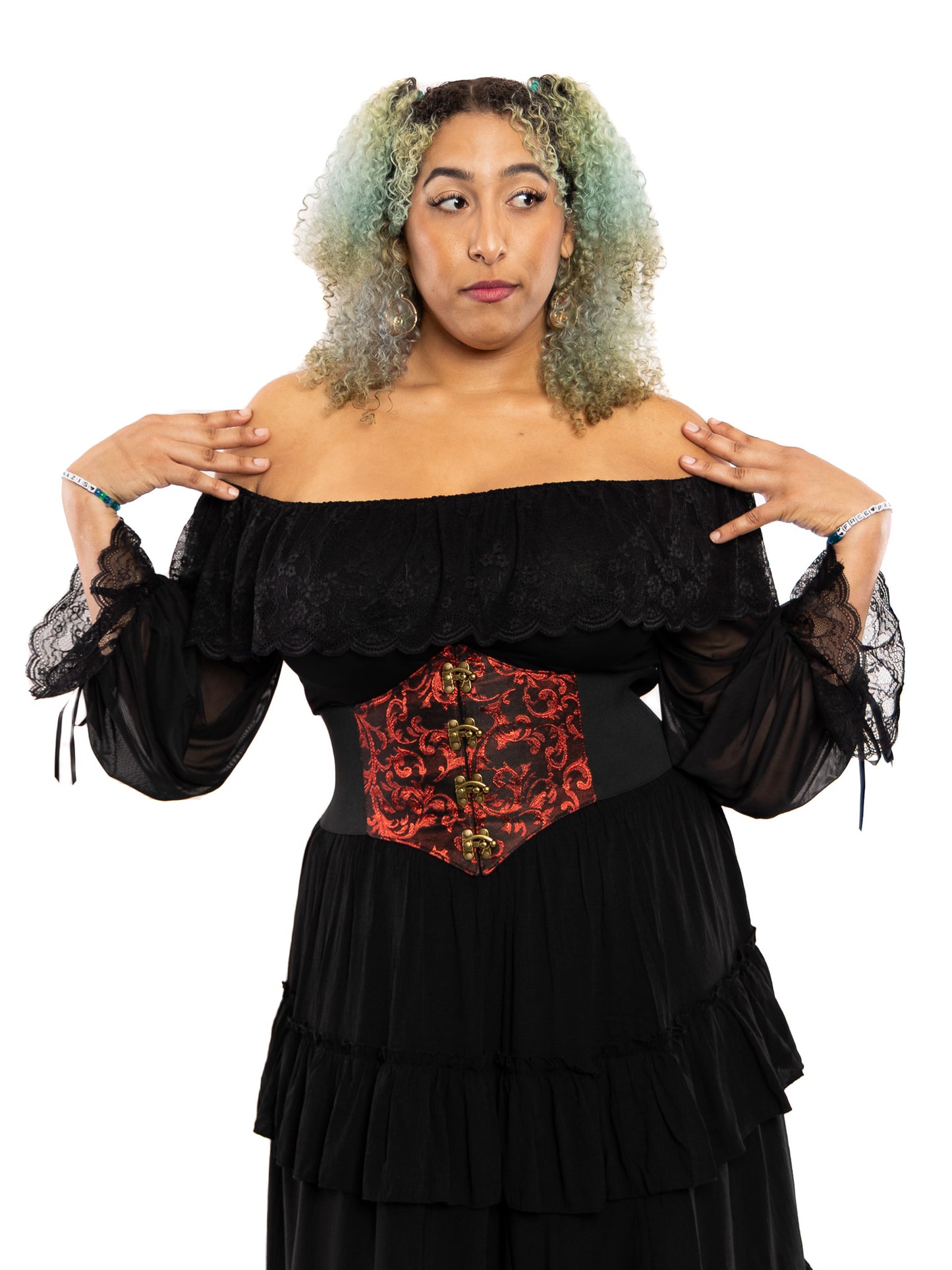 Armand Red Brocade Corset Belt