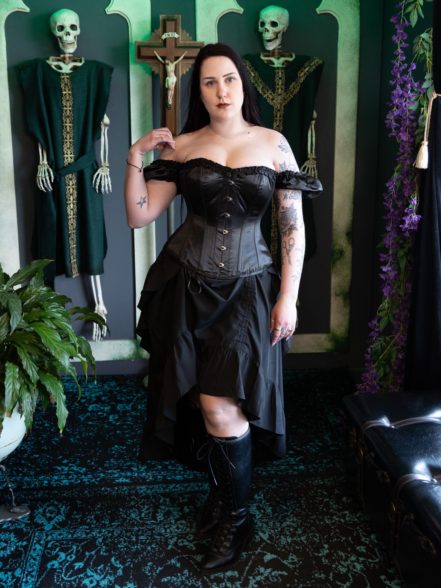 定価7.7万 新品 OUR LEGACY OBJECT CORSET ブラック Orla Faux Leather Ruffle Sleeved Corset | The Ossuary of Salem