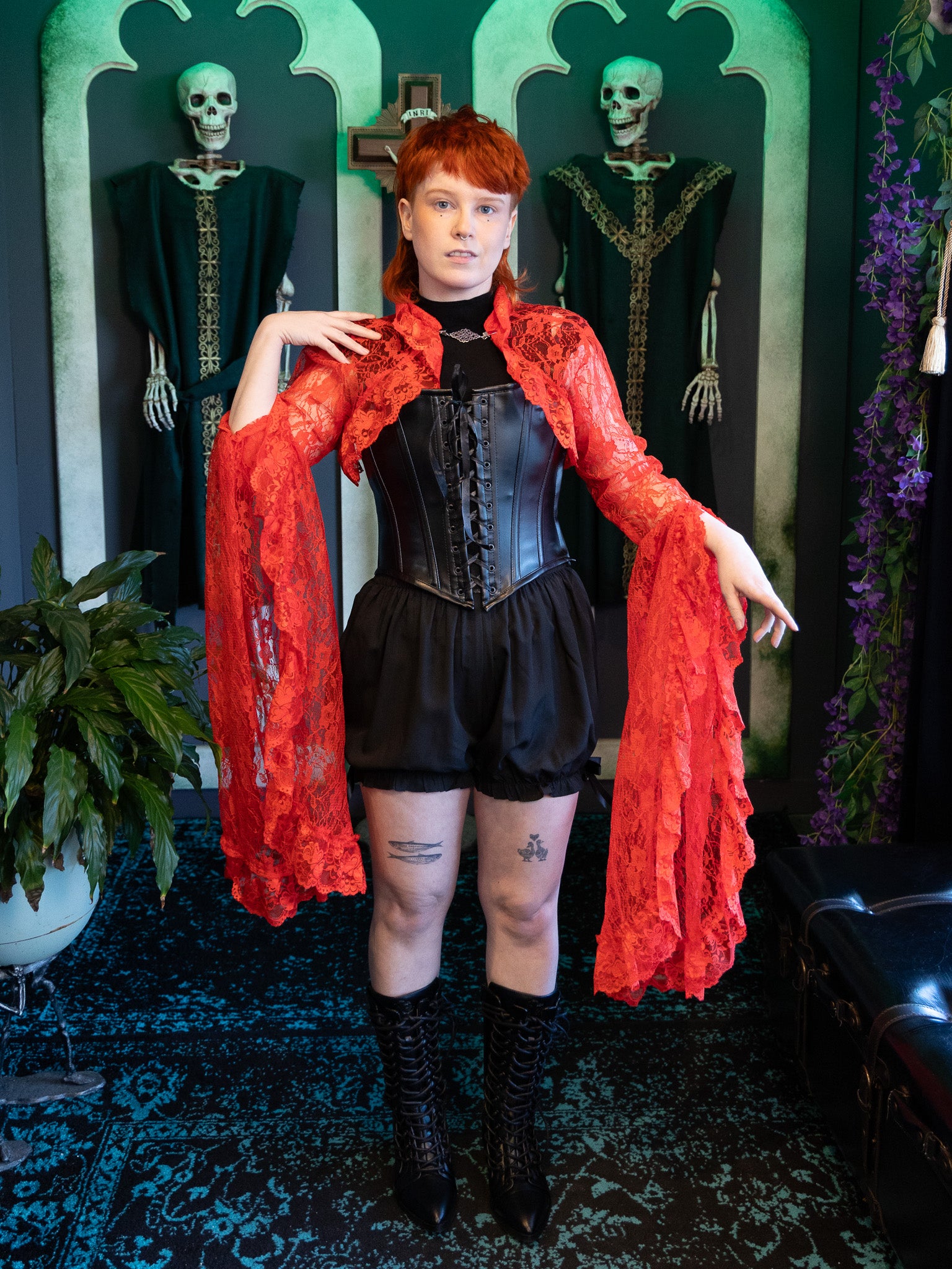 Celine Lace Bolero- Red | The Ossuary of Salem