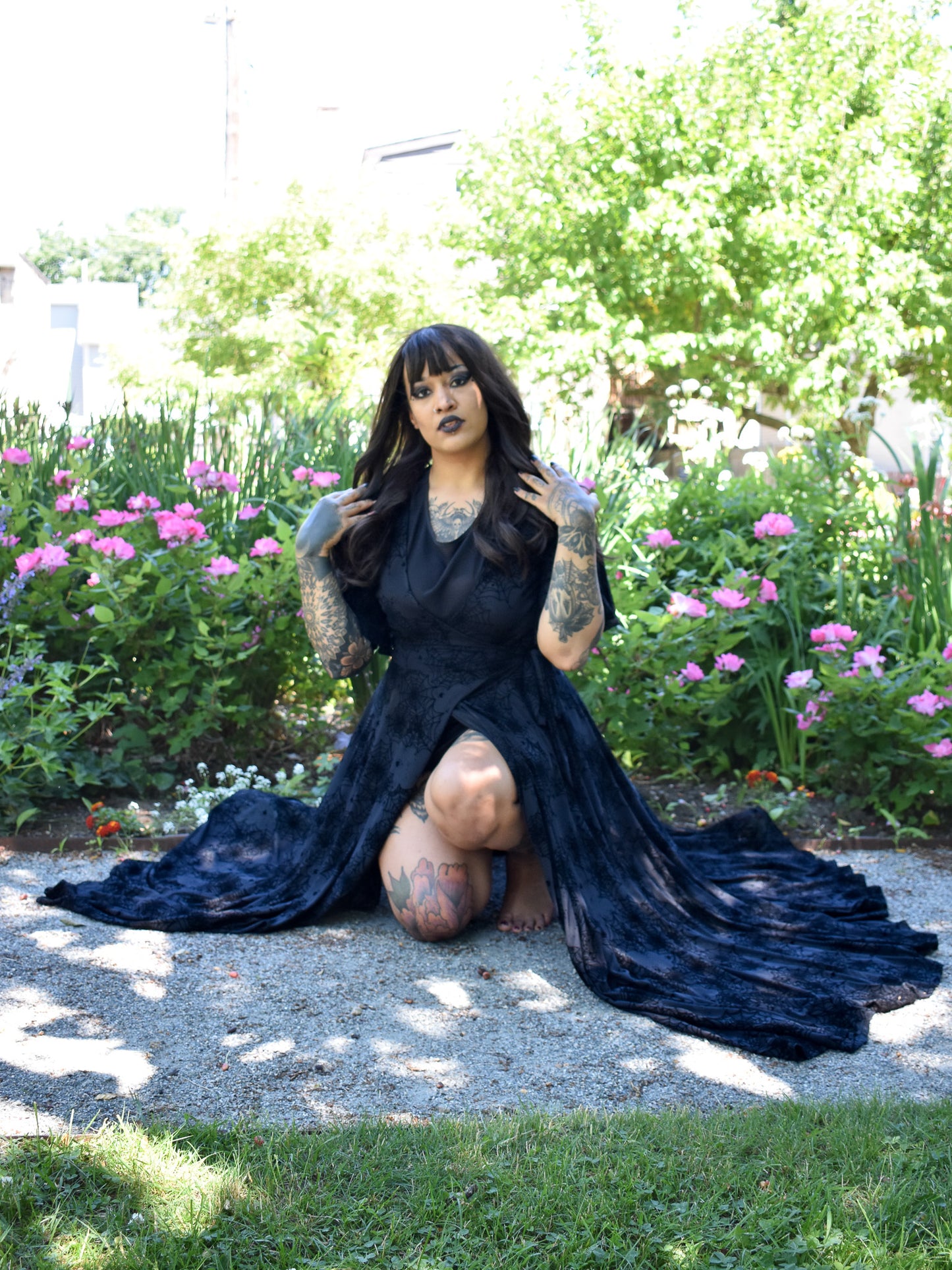 Lydia Spiderweb Mesh Wrap Dress