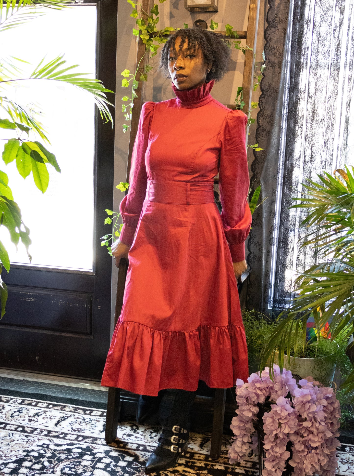 The Victoria Dress- Crimson