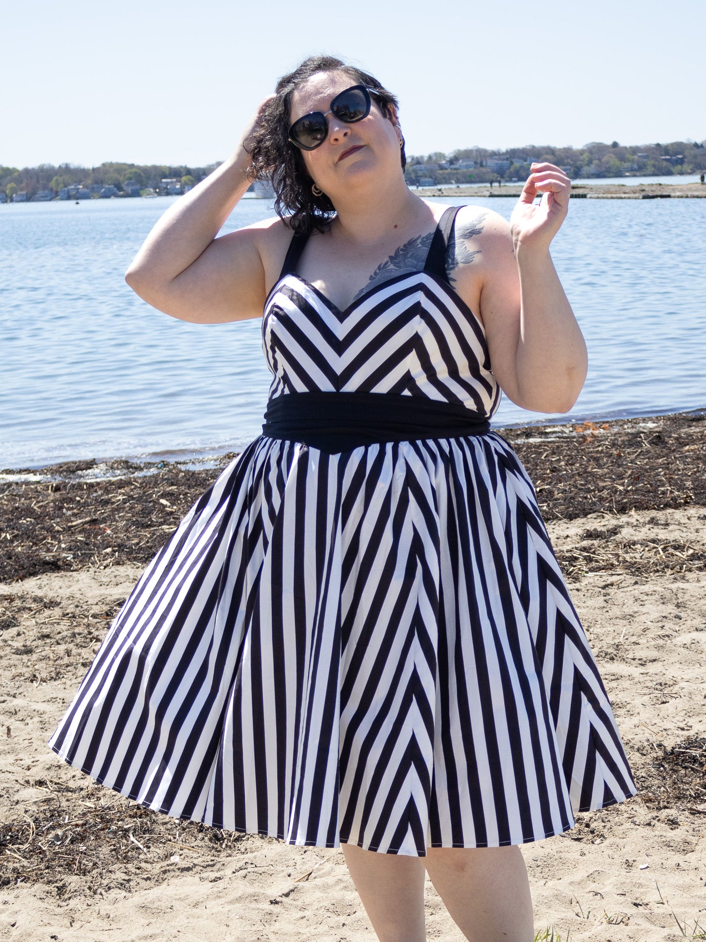 Striped Beach Romper & Skirt Set
