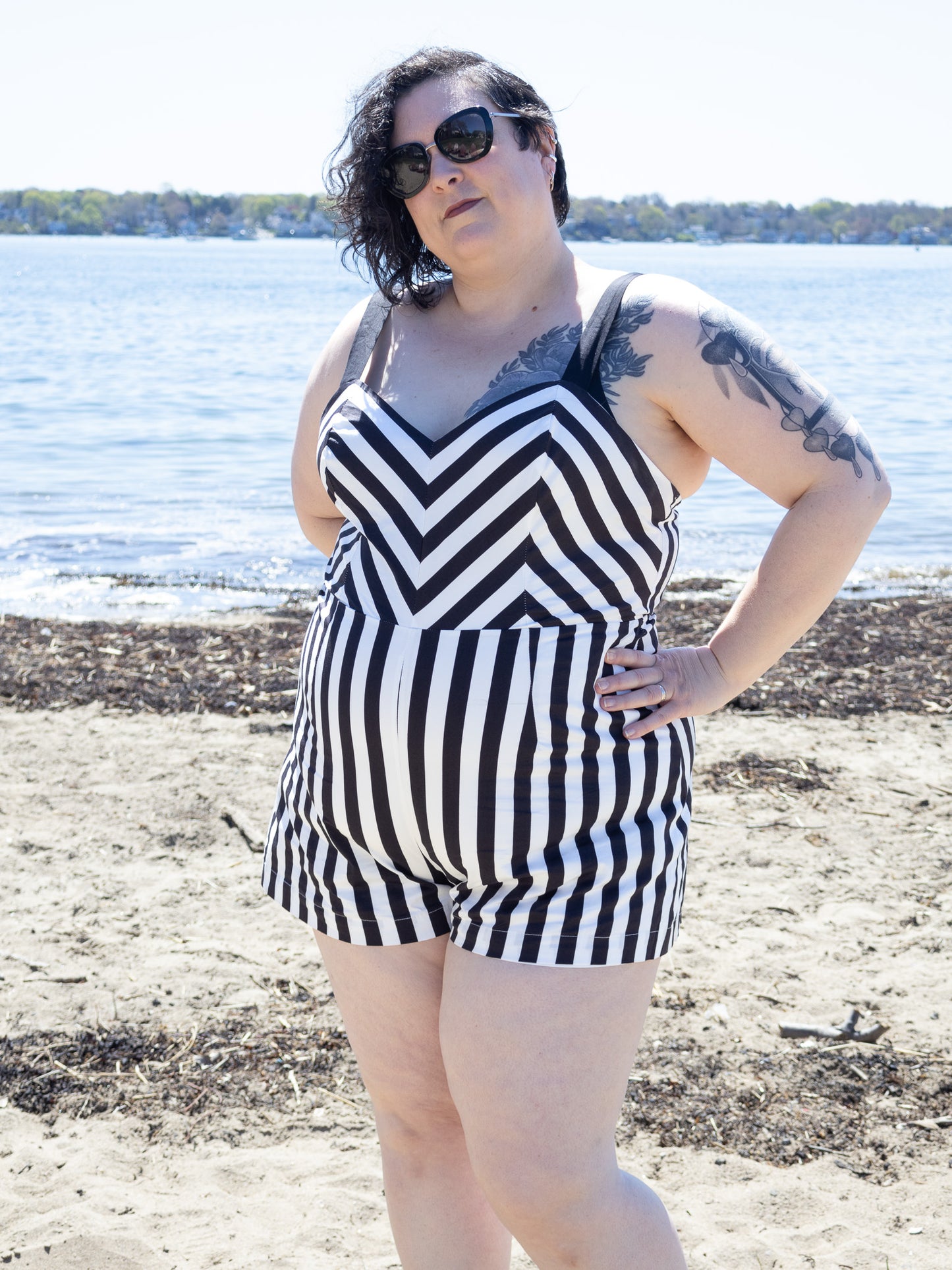 Striped Beach Romper & Skirt Set
