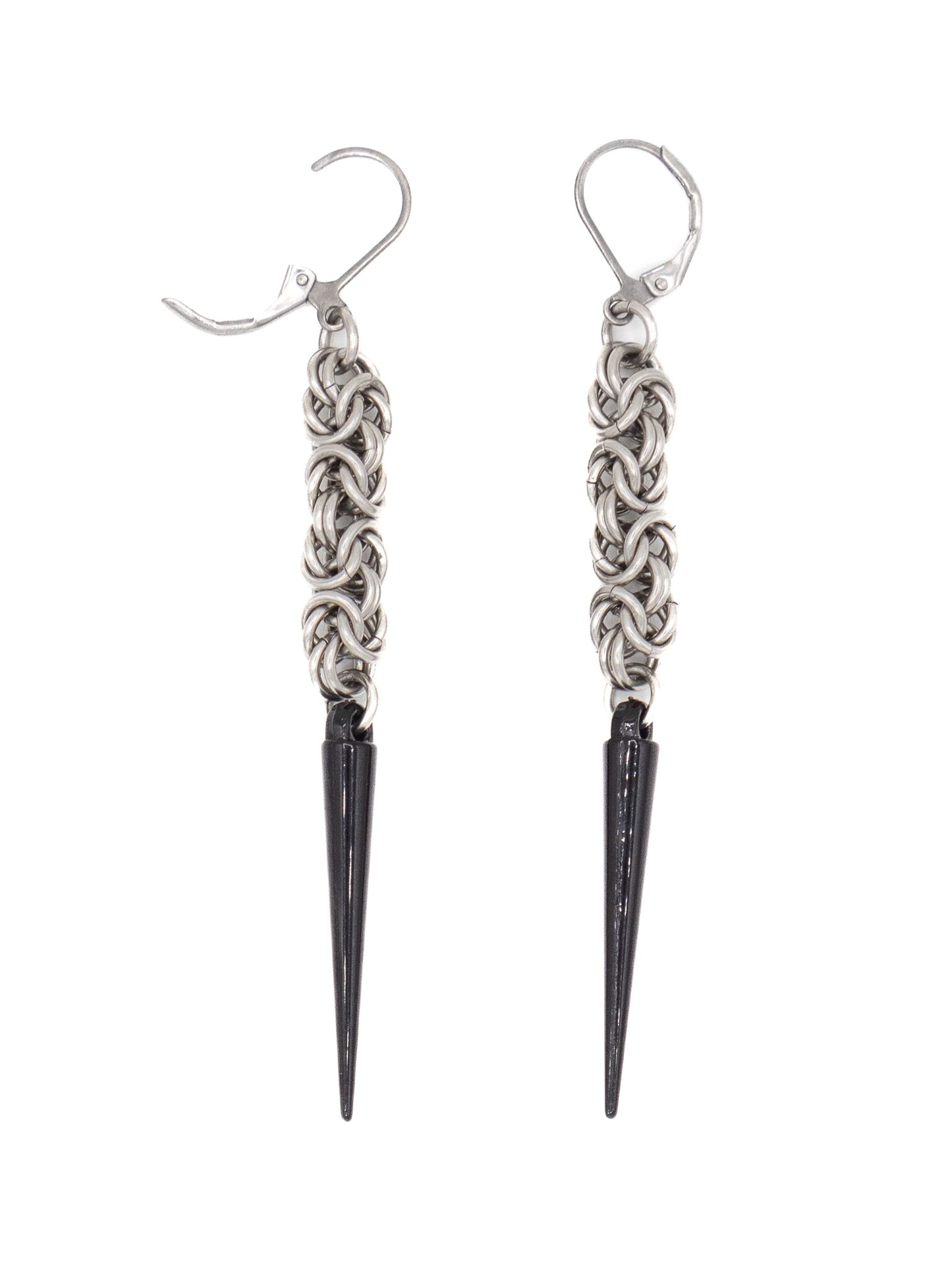 Kore Spiked Chainmail Earrings- Black