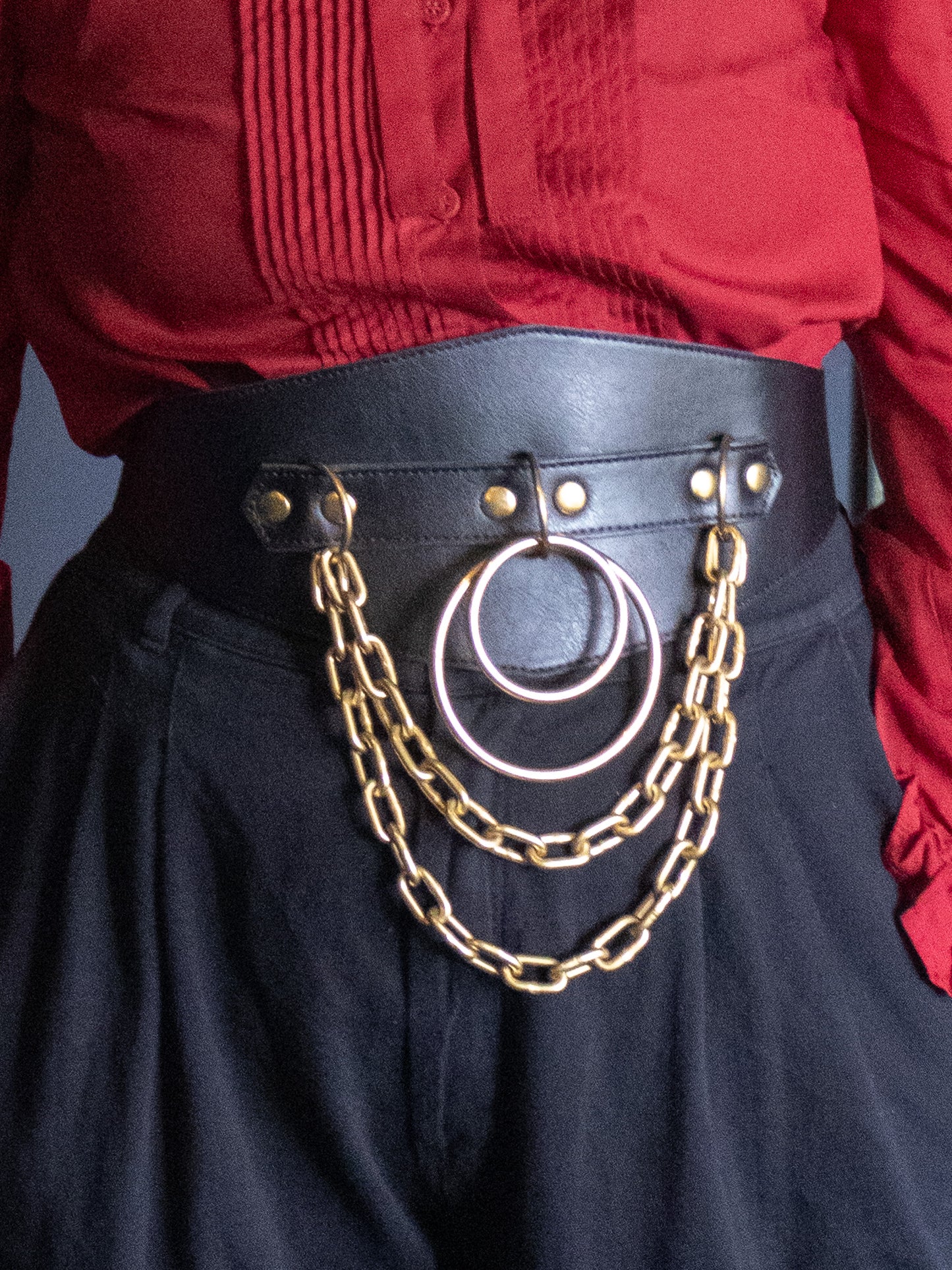 Dual Ring & Chain Belt- Gold