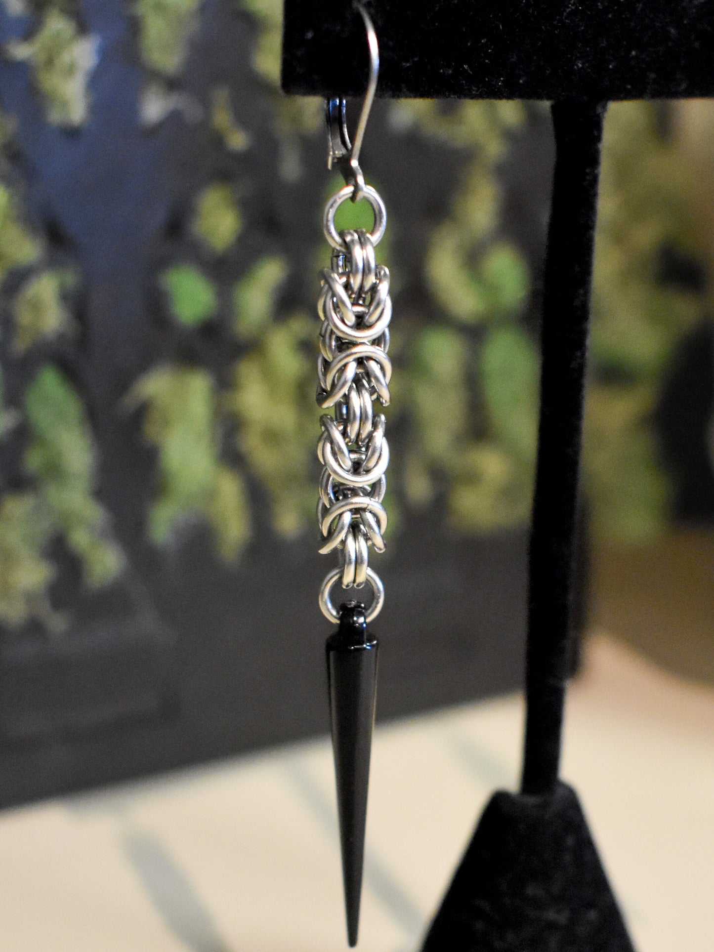 Kore Spiked Chainmail Earrings- Black