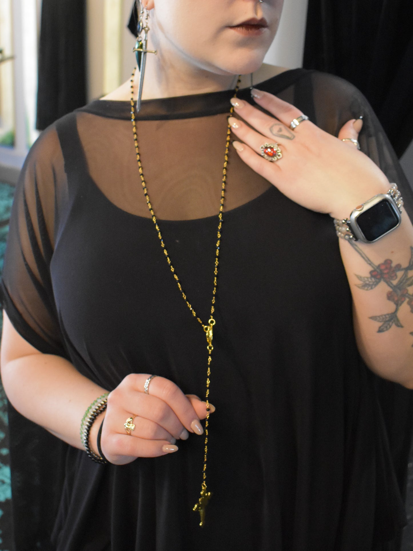 Unholy Rosary Necklace- Gold