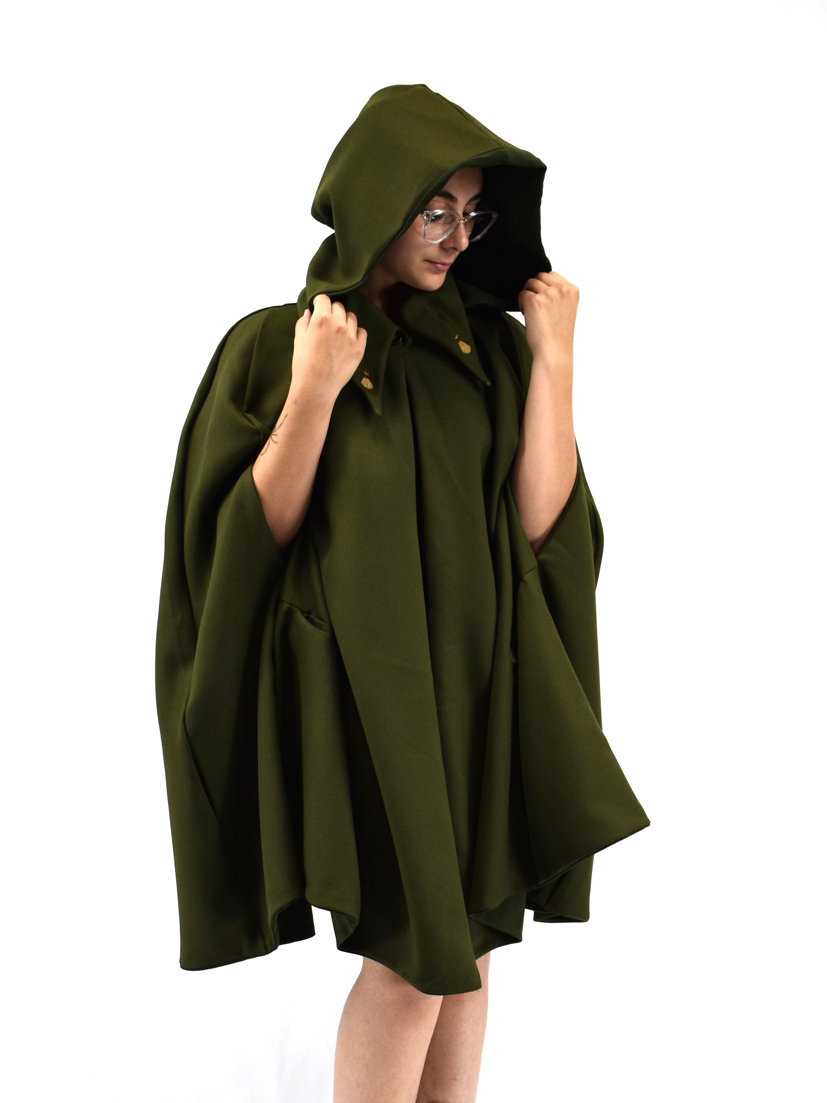 On sale, hooded cape coat