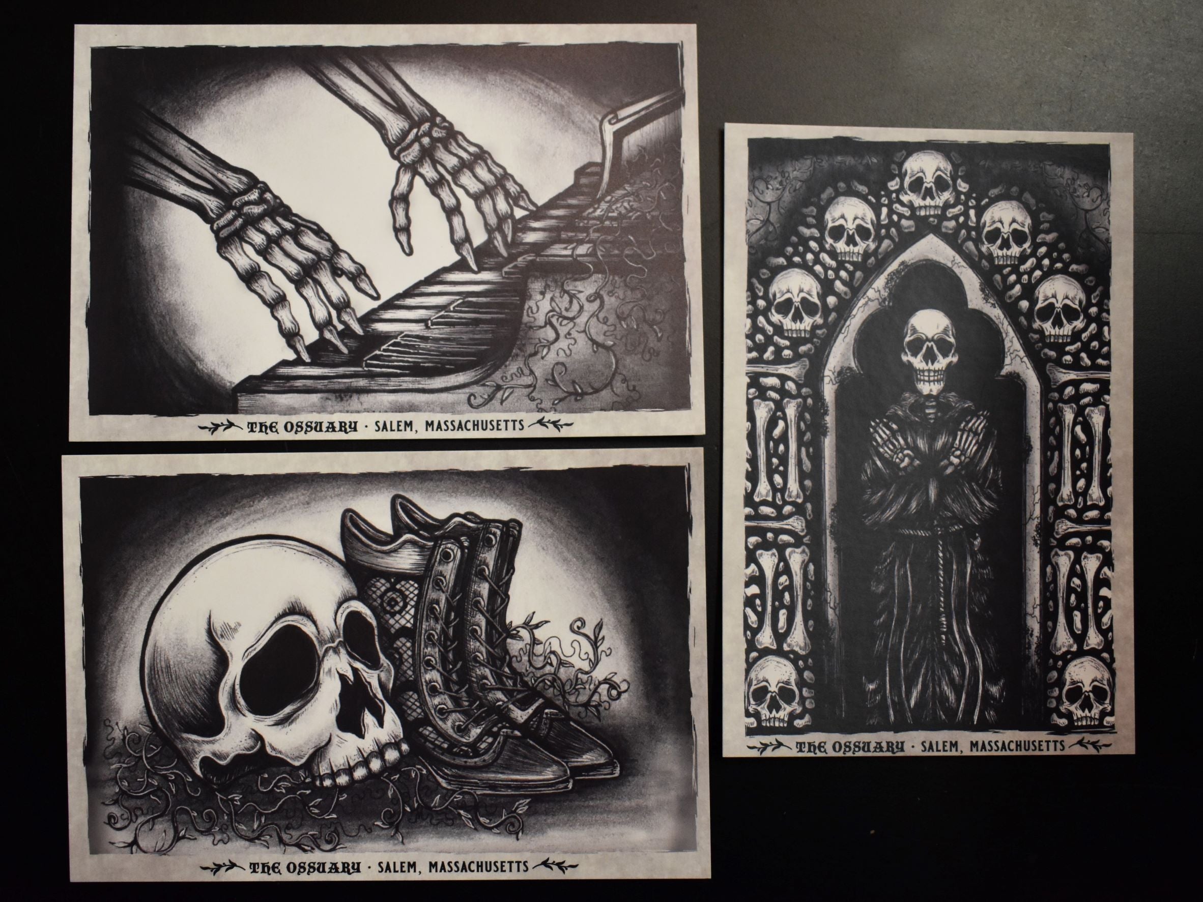 The Ossuary Gothic Illustration Postcard | The Ossuary of Salem