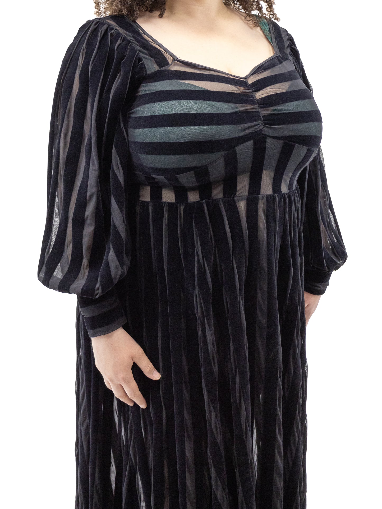 Victoria Striped Mesh Gown