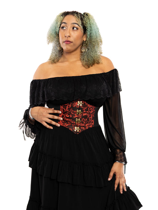Armand Red Brocade Corset Belt