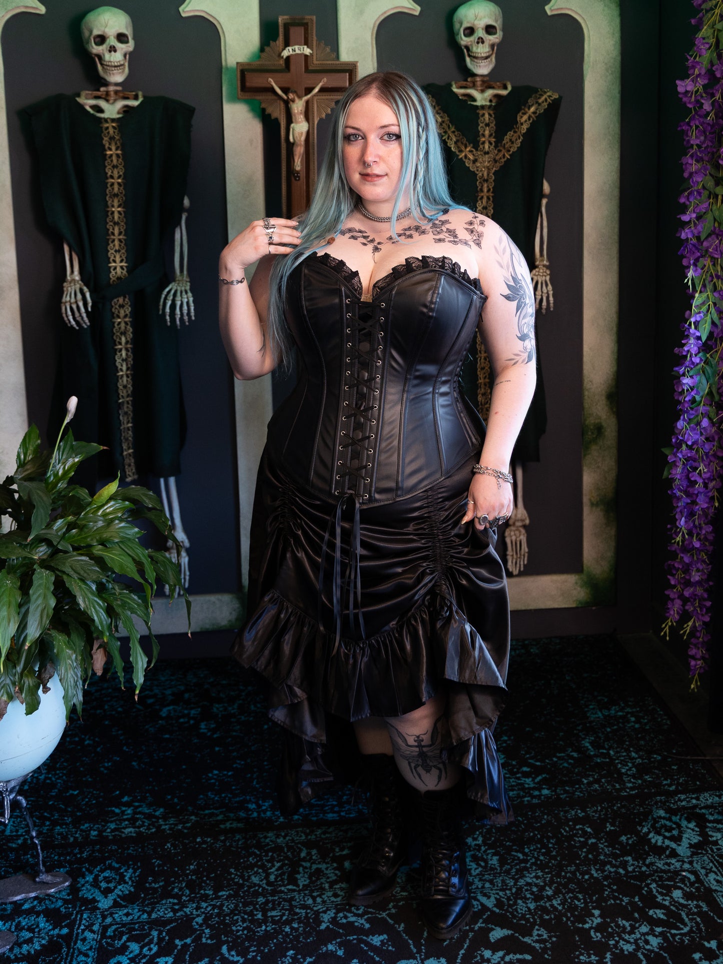 Maeve Faux Leather Fullbust Corset | The Ossuary of Salem Maeve Faux Leather Fullbust Corset | The Ossuary of Salem