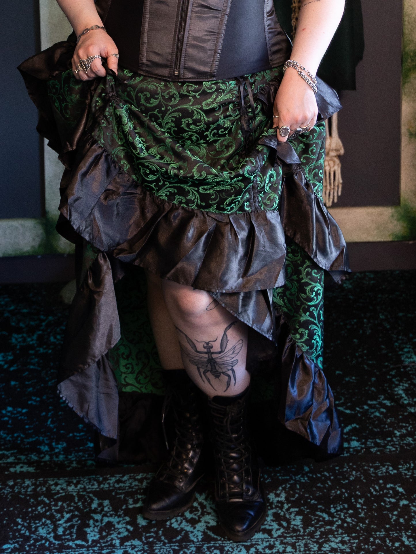 Duchess Brocade Adjustable Skirt- Green
