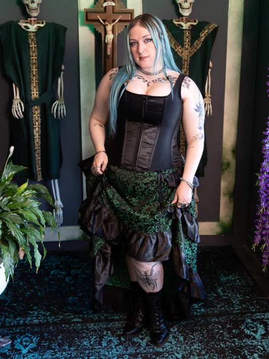 Duchess Brocade Adjustable Skirt- Green