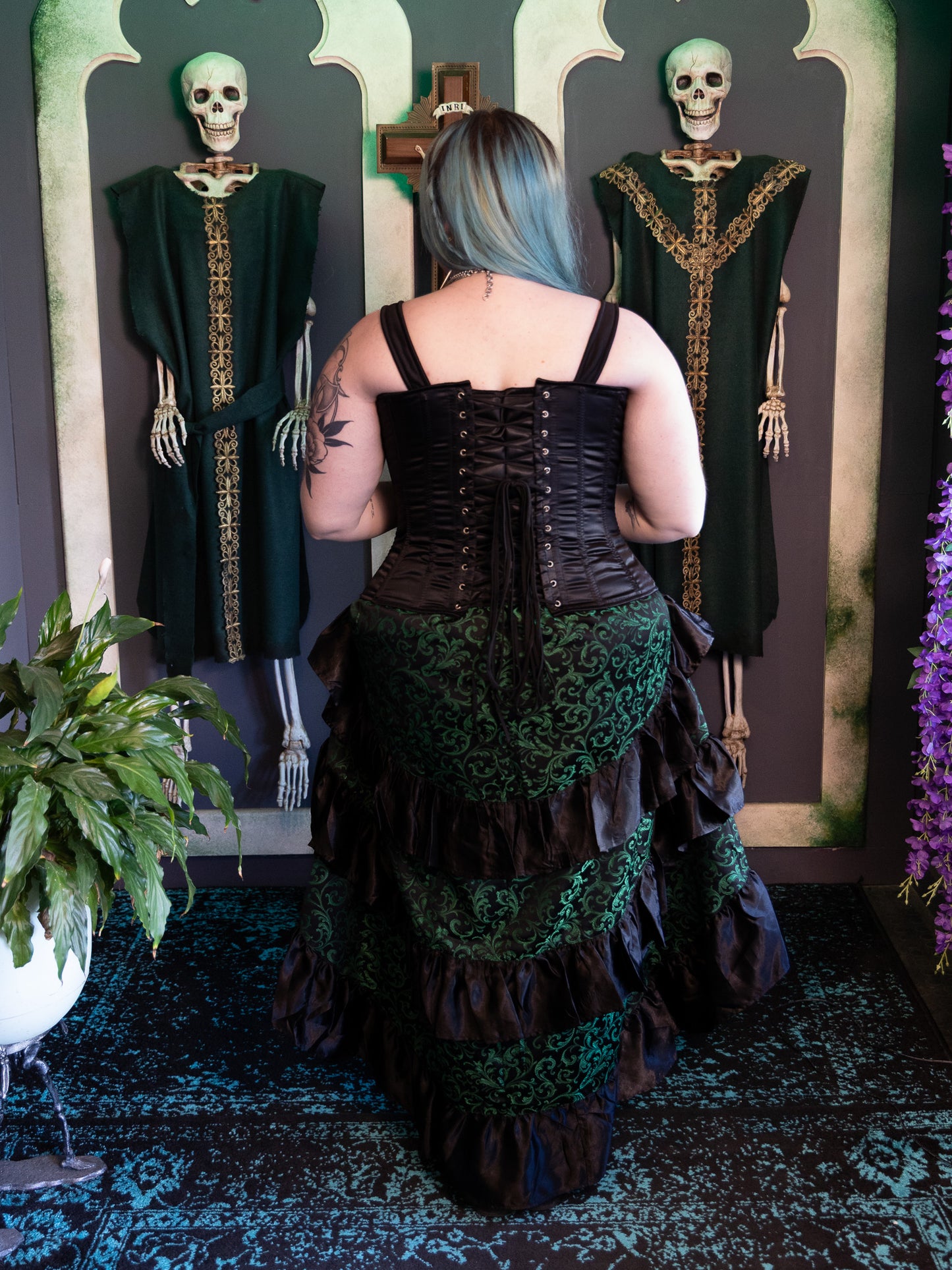 Duchess Brocade Adjustable Skirt- Green