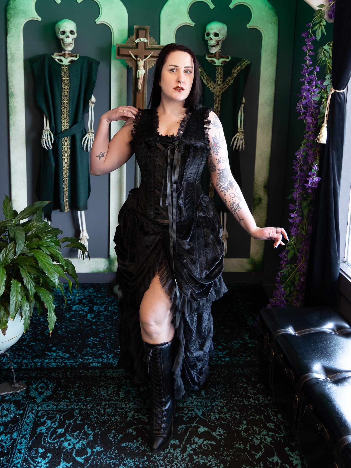 Frieda Velvet Victorian Corset Dress | The Ossuary of Salem Frieda Velvet Victorian Corset Dress | The Ossuary of Salem