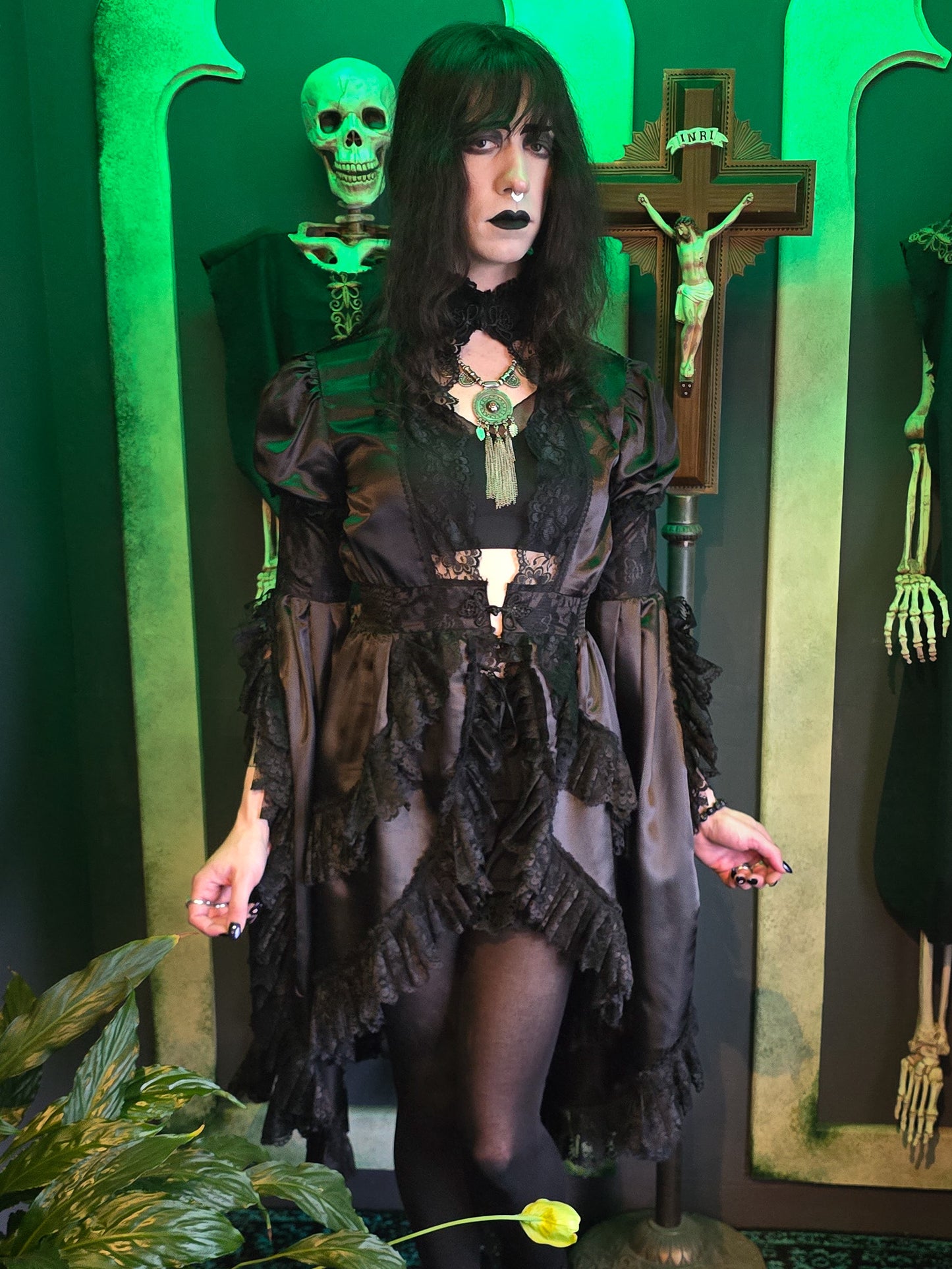 Black Death Gothic Satin Jacket | The Ossuary of Salem Black Death Gothic Satin Jacket | The Ossuary of Salem