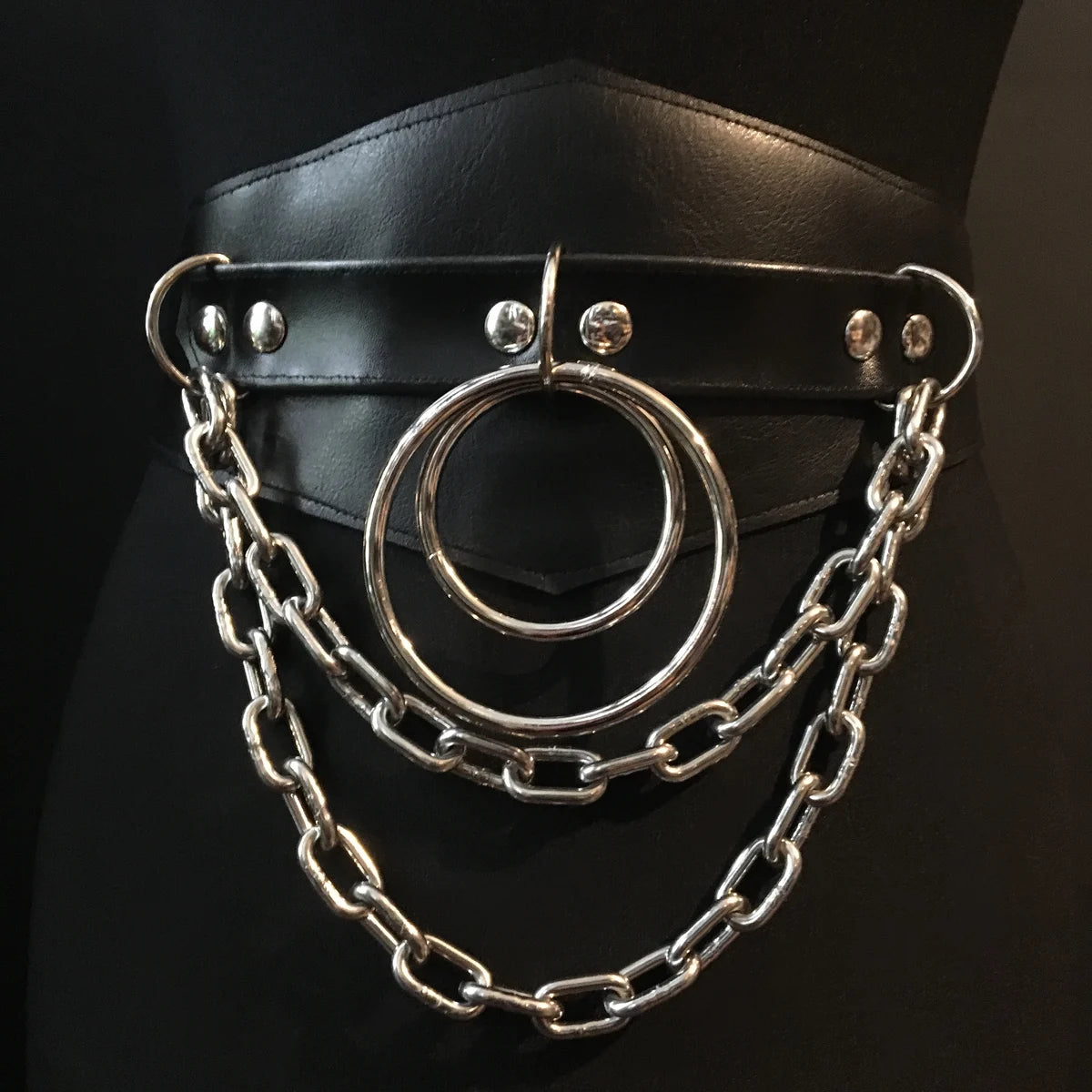 Dual Ring & Chain Belt- Silver