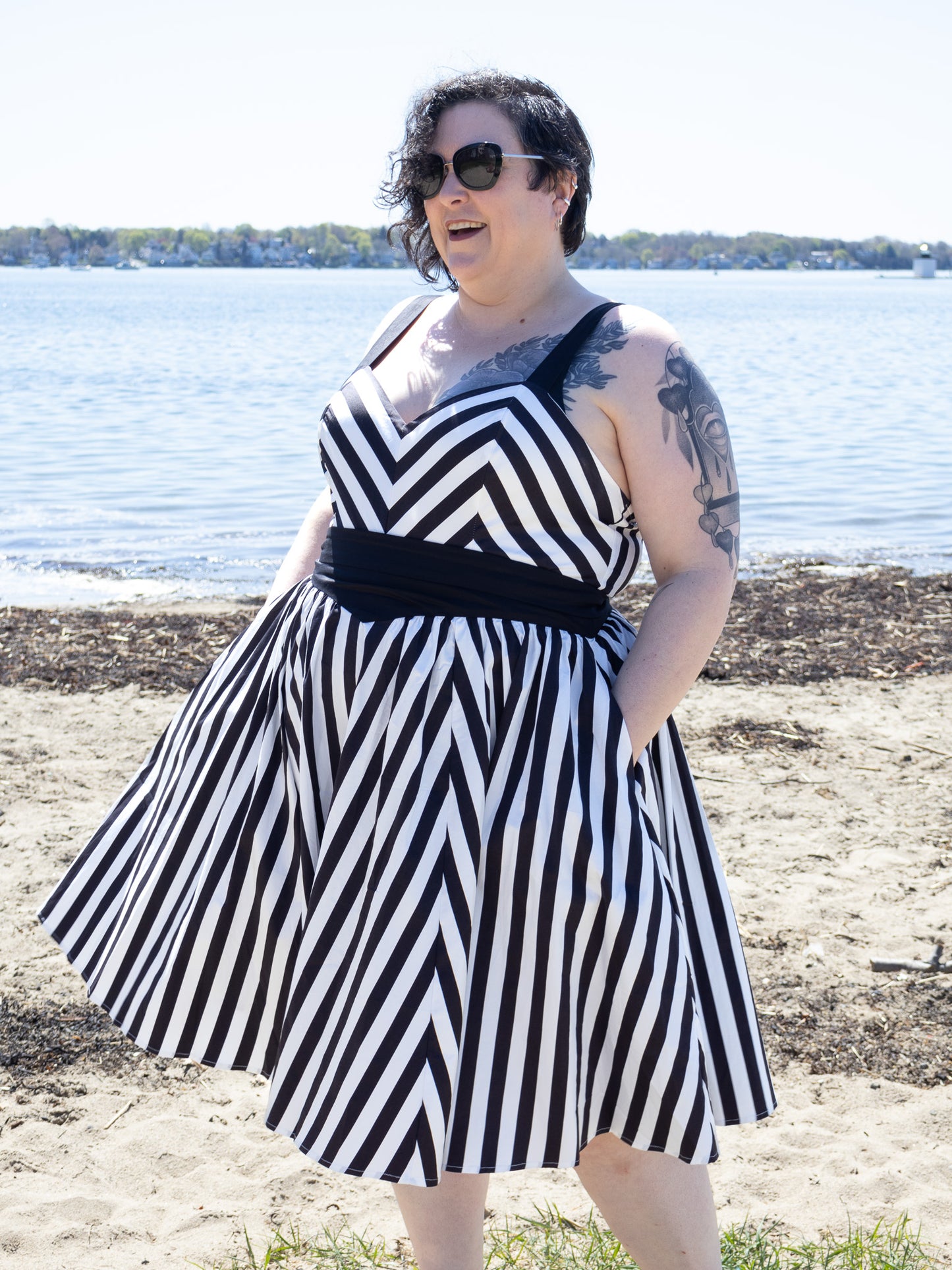 Striped Beach Romper & Skirt Set
