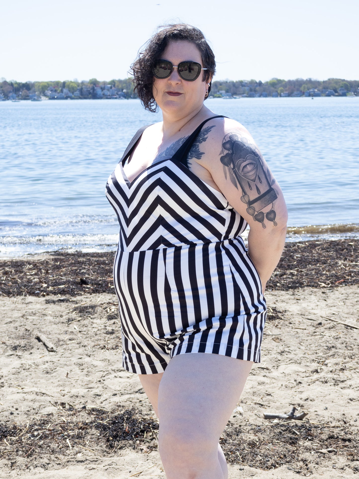 Striped Beach Romper & Skirt Set