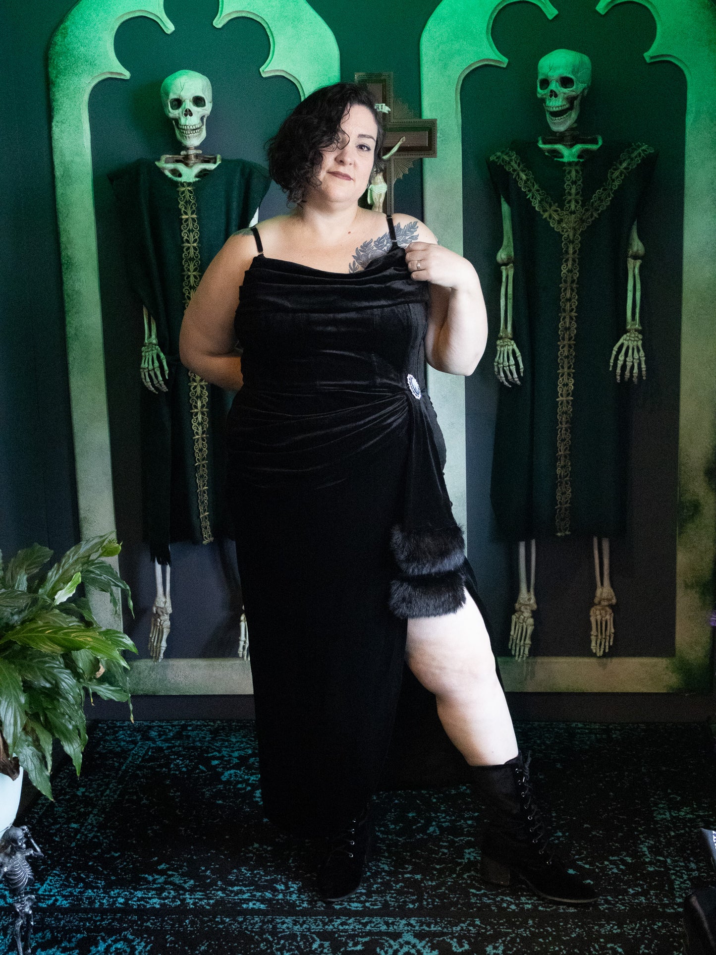 Phantom Velvet Swag Gown