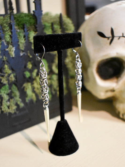 Kore Spiked Chainmail Earrings- Silver