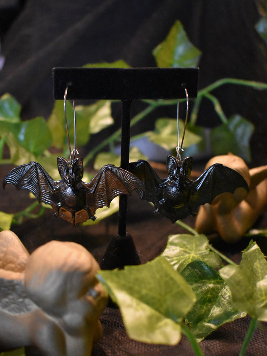 Big Midnight Bat Earrings