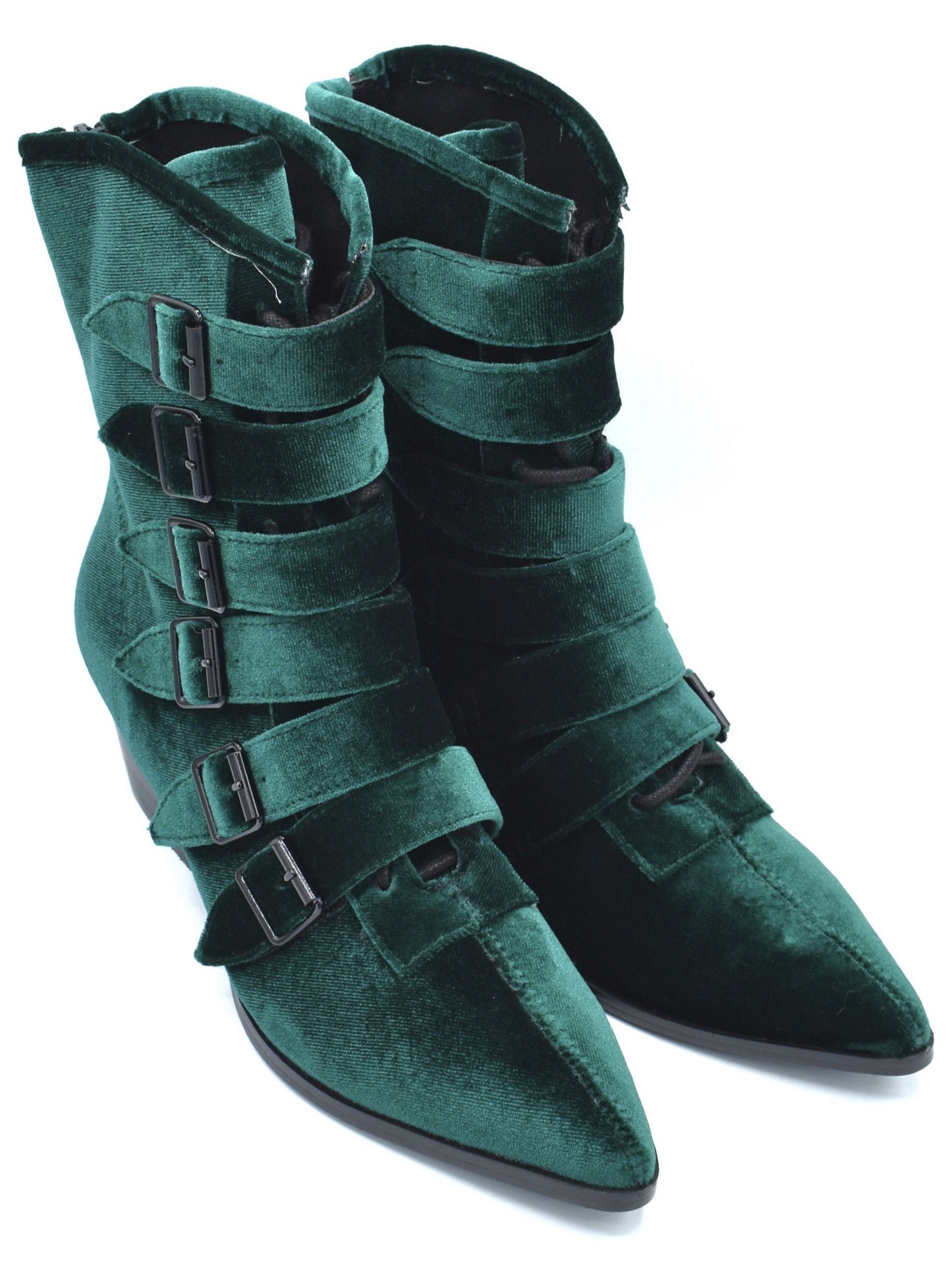 Green Velvet Coven Pointed Toe Boot