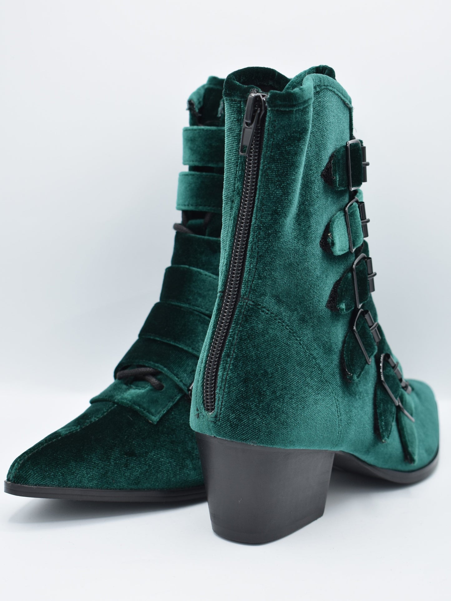 Green Velvet Coven Pointed Toe Boot