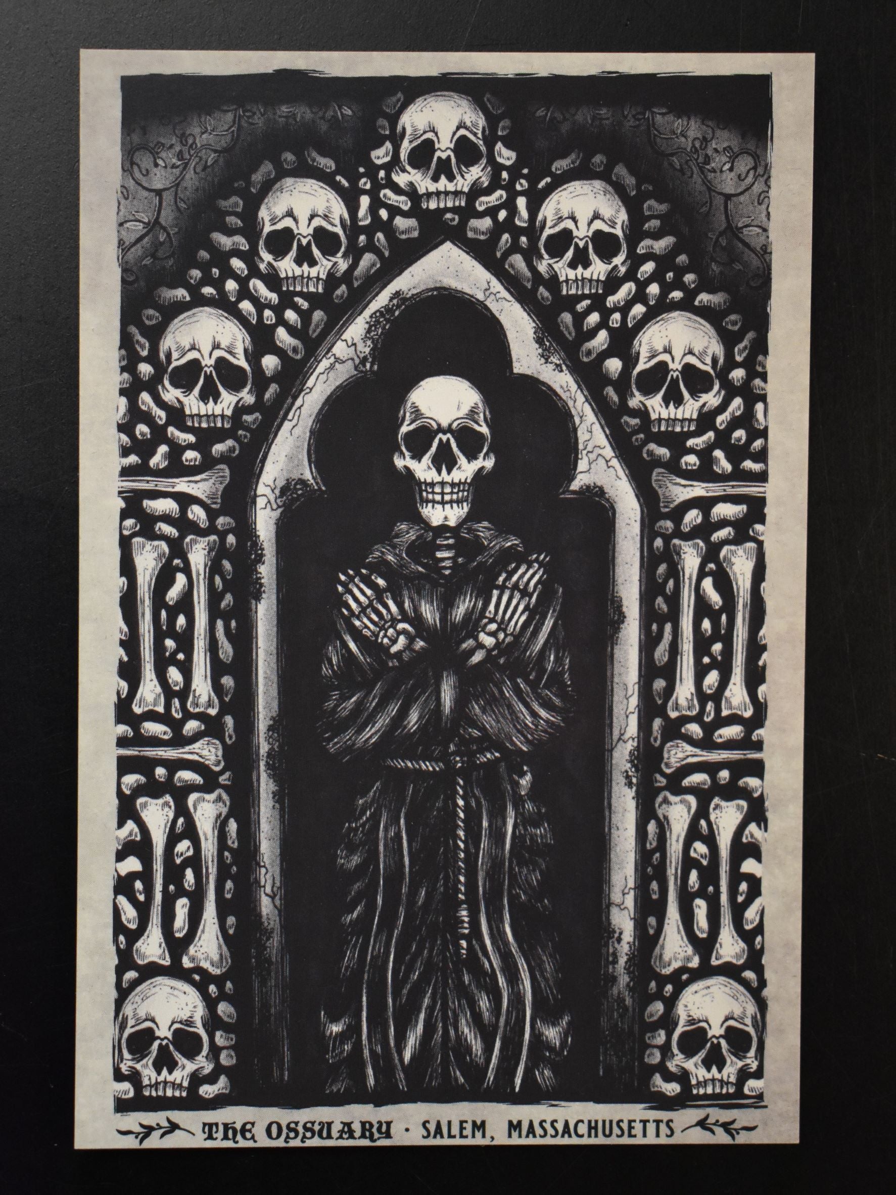 The Ossuary Gothic Illustration Postcard | The Ossuary of Salem