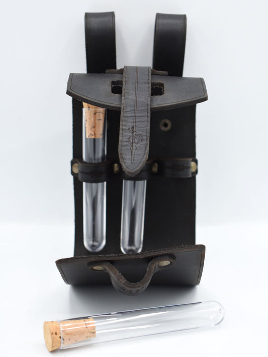 3 Vial Leather Belt Pouch