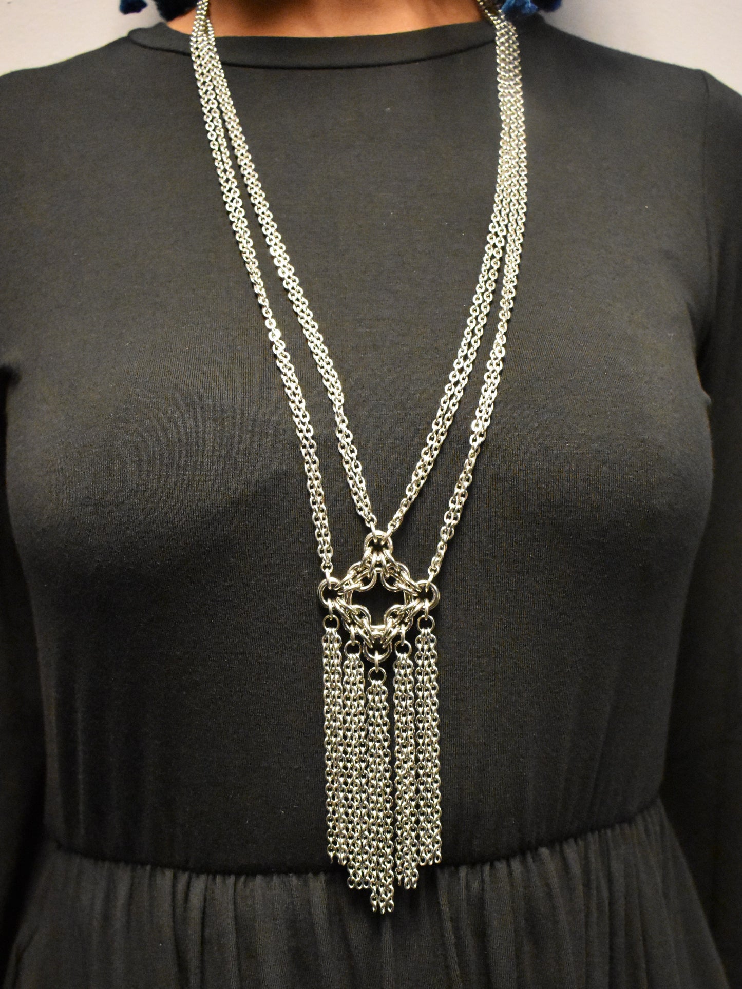 Long Diamond and Fringe Necklace