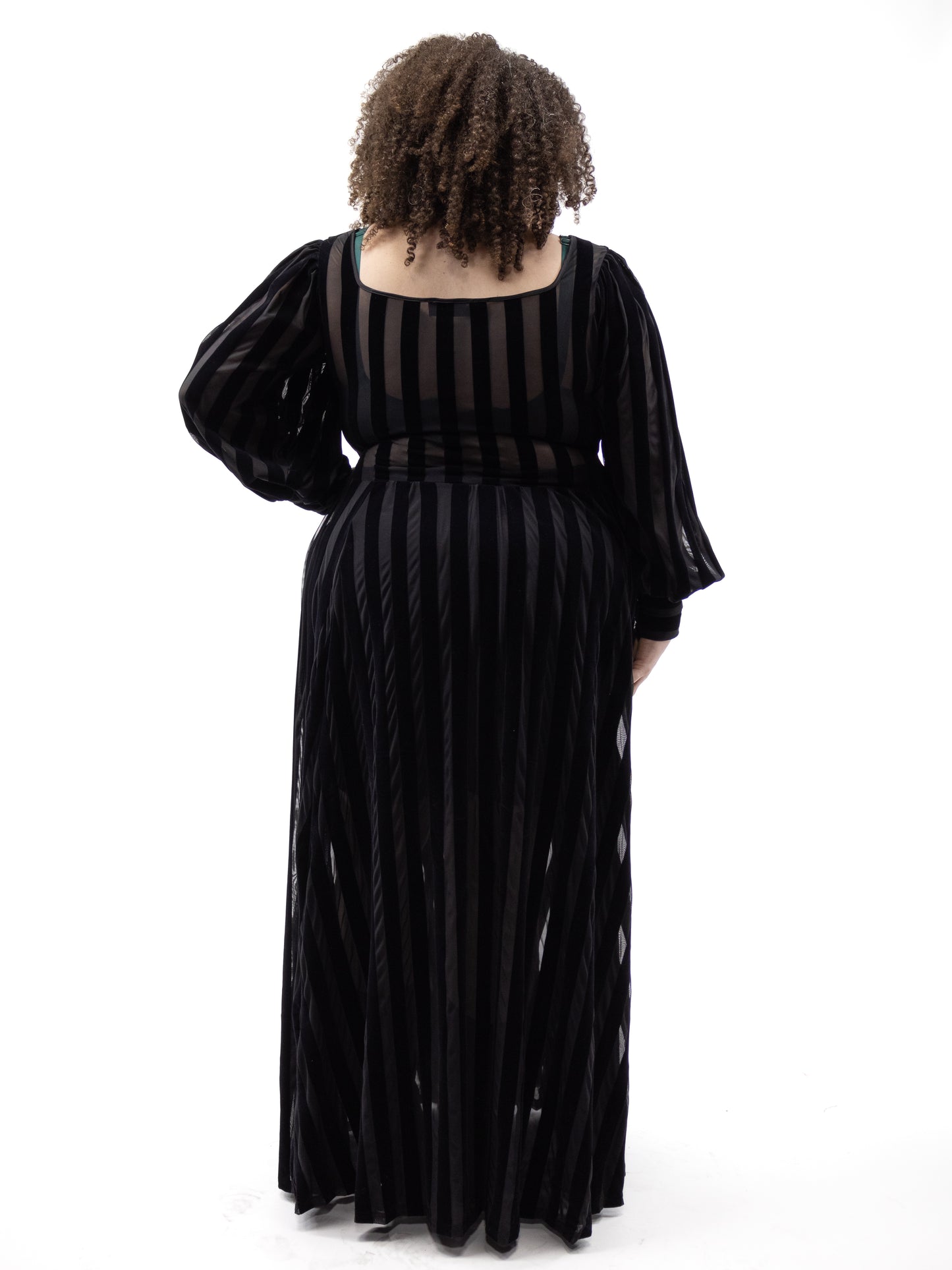 Victoria Striped Mesh Gown